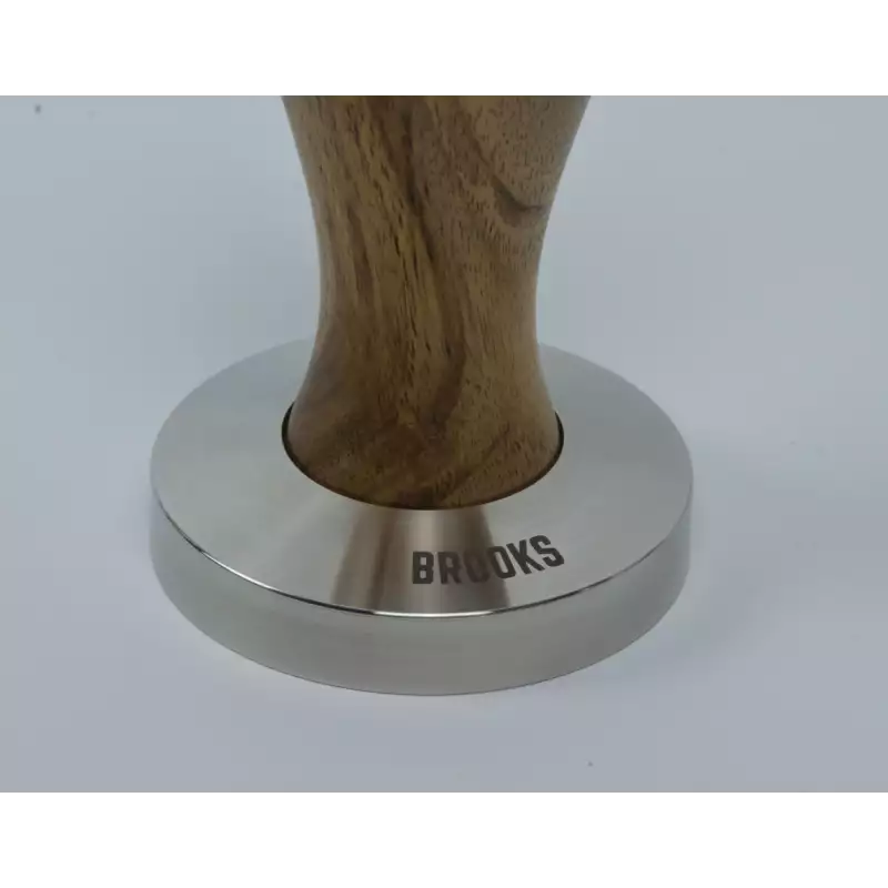 Brooks 58mm rvs tamper met europees walnoot